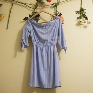 Off The Shoulder Woven Striped Dress